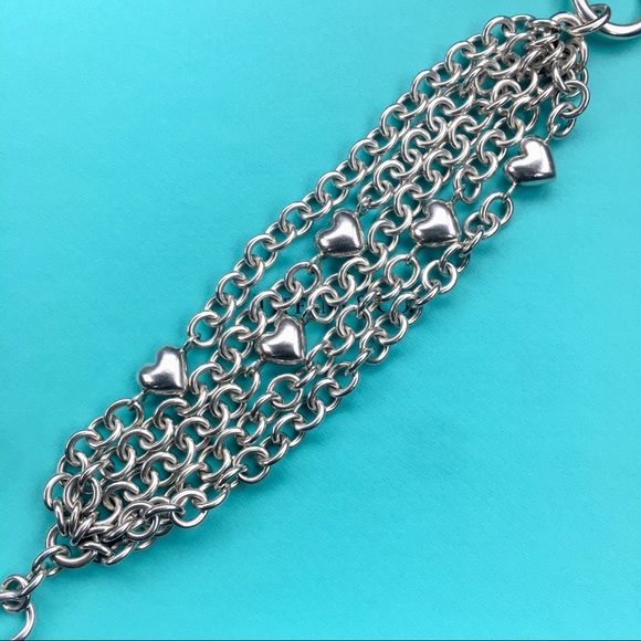 Multi-strand puffed heart toggle bracelet - Picture 3 of 4